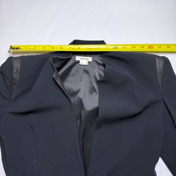 Helmut Lang | Size 6 | Wool Blazer with Leather Detail and Tapered Sleeves - Picture 6 of 12